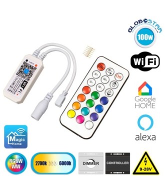 GloboStar® 73430 Ασύρματος Smart Home Wi-Fi LED RGBW + WW Controller με Χειριστήριο RF DC 9-28V Max 100W